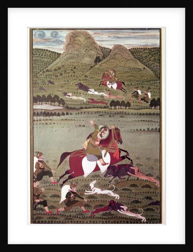 Maharana Jawan Singh of Mewar hunting wild boar, Udaipur by Indian School