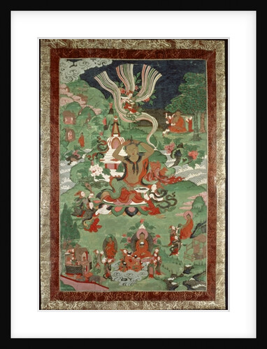 Buddha cutting a tuft of hair, Tibetan temple banner by School Tibetan