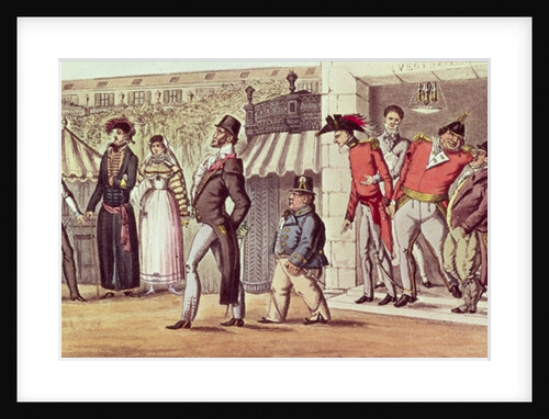 The Occupation of Paris, 1814. English Visitors in the Palais Royal by English School