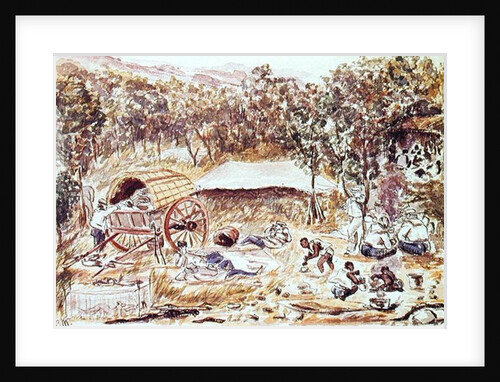 Evening Halt on the Journey to Seek a Road for the Carriage of the Lady Nyasa from the Falls to the Lake, c.1863 by English School