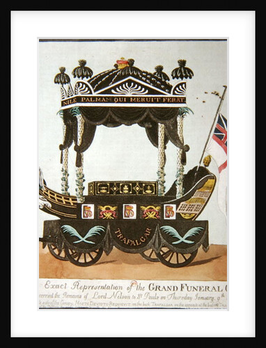 An exact representation of the grand funeral car that carried the body of Lord Nelson from The Admiralty to St. Paul's Cathedral on 9th January 1806 by English School