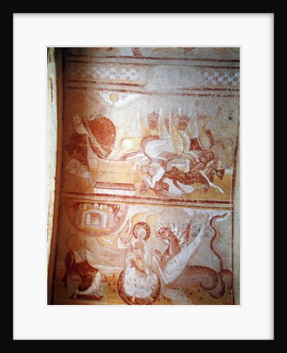 The plague of locusts and a dragon threatening a woman by French School