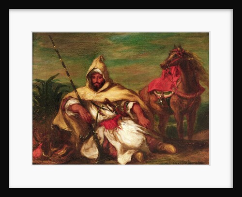 Moroccan soldier sitting near his horse, 1845 by Ferdinand Victor Eugene Delacroix