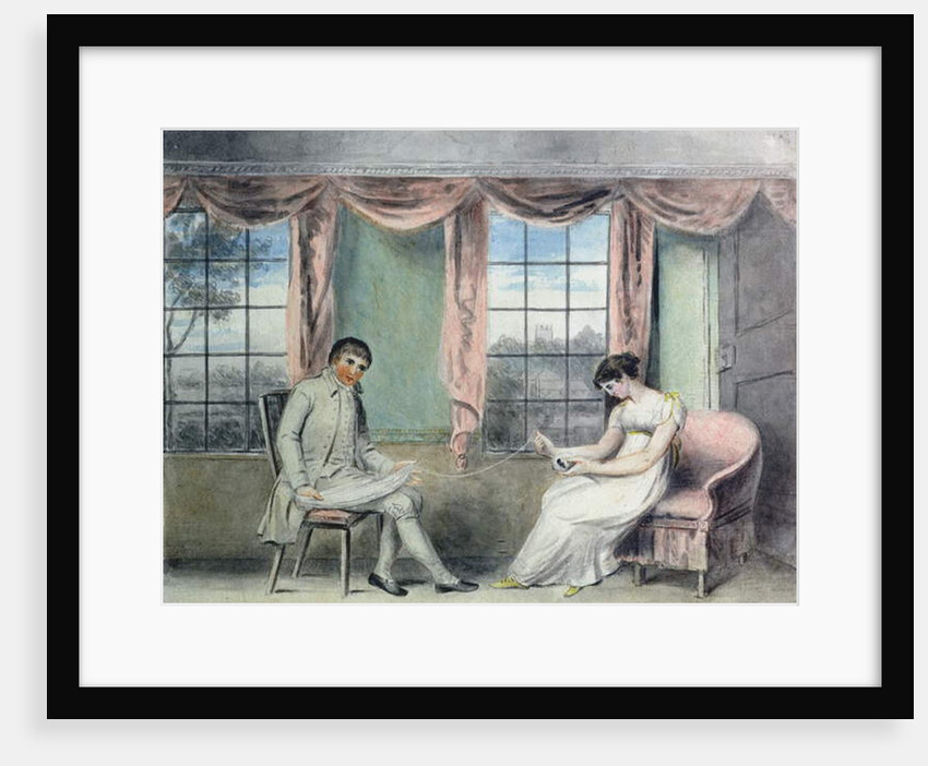 A Woman and her Beau Spinning Thread by Isabella Downman