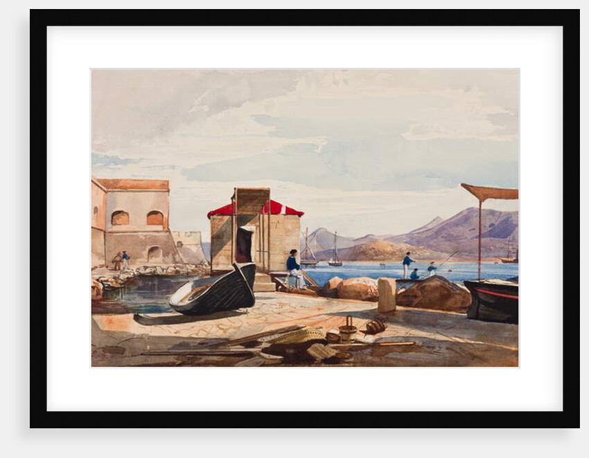 The Port at Gaeta, with additions by Princess Maria Annunziata di Borbone by Giacinto Gigante