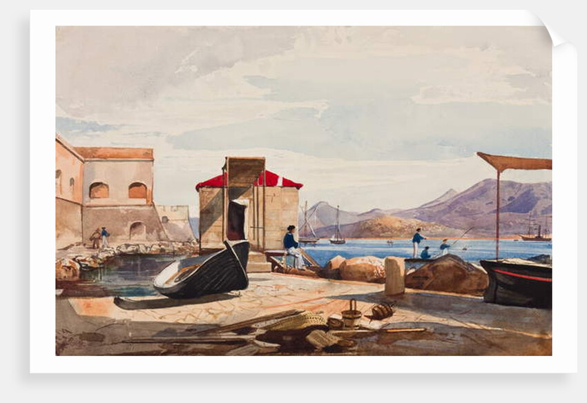 The Port at Gaeta, with additions by Princess Maria Annunziata di Borbone by Giacinto Gigante