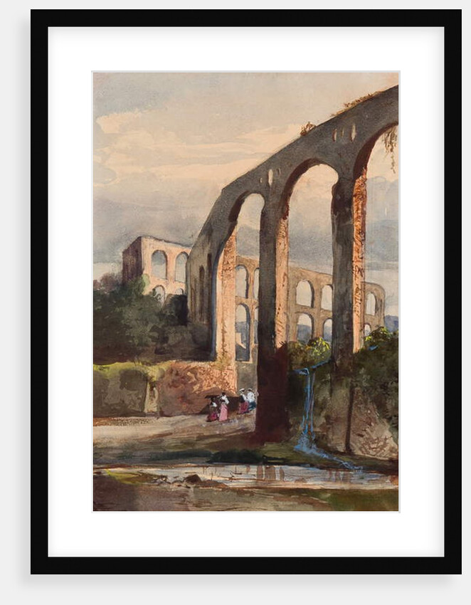 Women beneath the Roman aqueduct at Maddaloni, with additions by a Borbone pupil, possibly Princess Maria Annunziata di Borbone by Giacinto Gigante