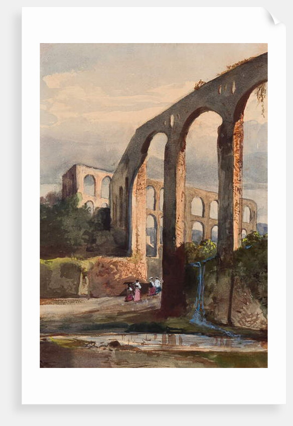 Women beneath the Roman aqueduct at Maddaloni, with additions by a Borbone pupil, possibly Princess Maria Annunziata di Borbone by Giacinto Gigante