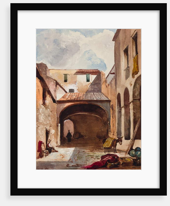 Passage and street with figures, with additions by a Borbone pupil, possibly Prince Alfonso Maria di Borbone, 1853 by Giacinto Gigante