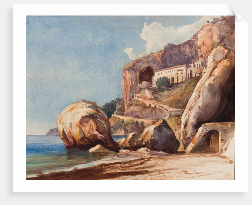 The Capuchin Monastery at Amalfi from the beach, with additions by a Borbone pupil by Giacinto Gigante