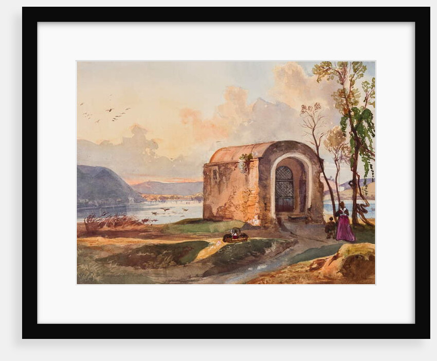 Chapel by Lake Lucrino, with additions by a Borbone pupil, possibly Princess Maria Annunziata di Borbone by Giacinto Gigante