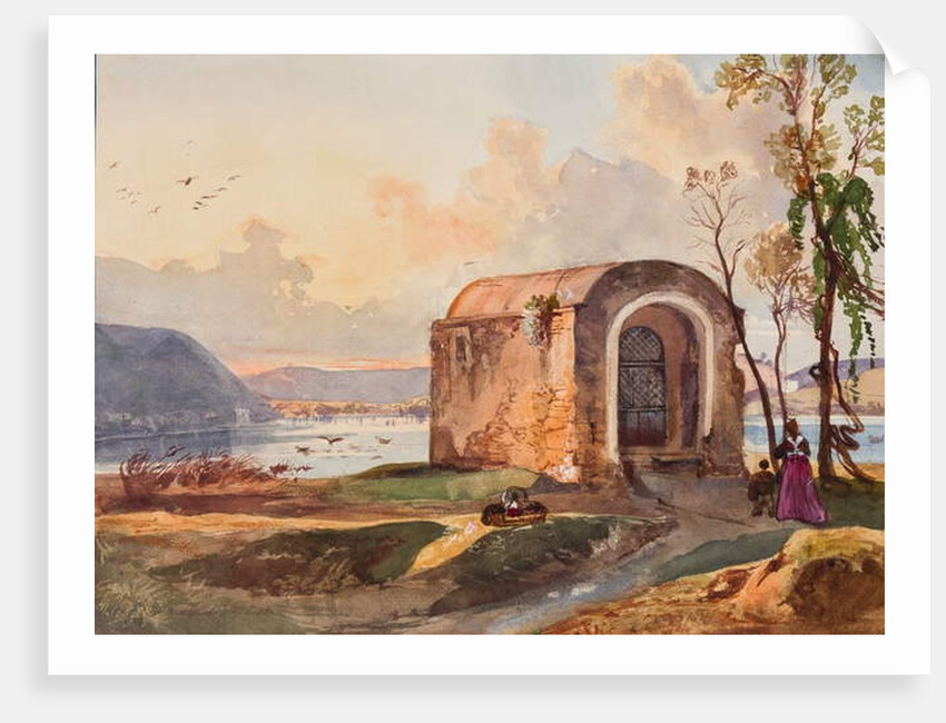 Chapel by Lake Lucrino, with additions by a Borbone pupil, possibly Princess Maria Annunziata di Borbone by Giacinto Gigante
