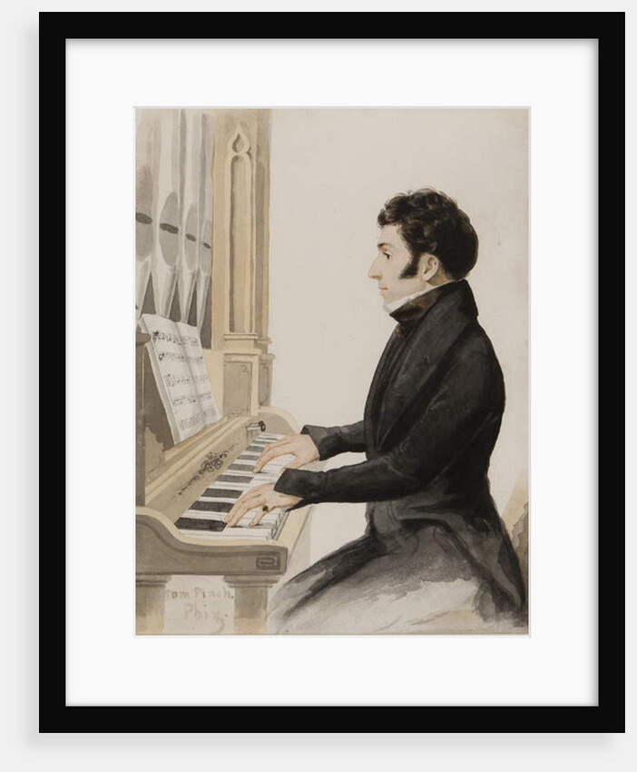 Tom Pinch playing the Salisbury organ by Hablot Knight Browne