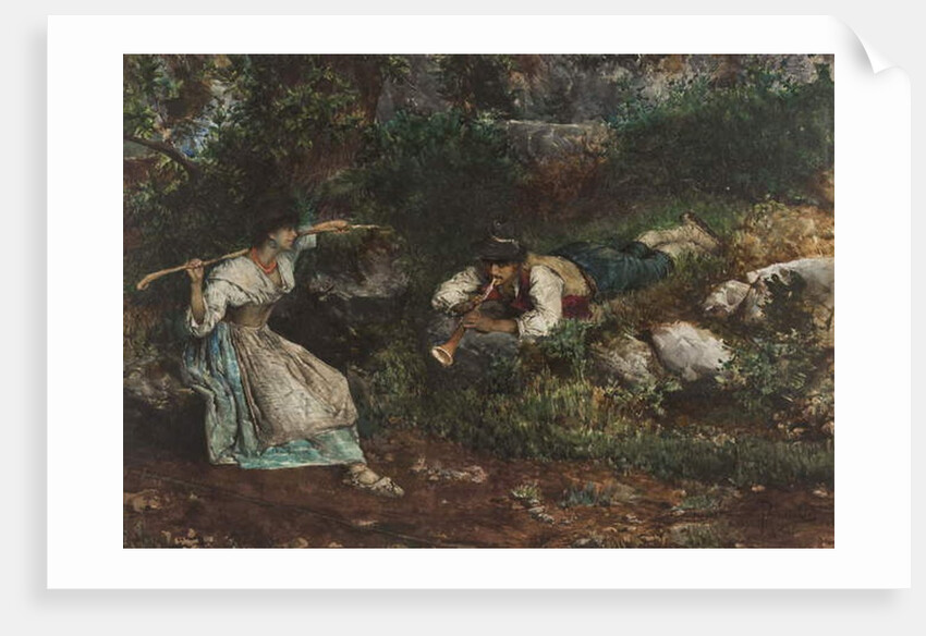 An Italian Contadina wooe'd by a Shepherd by Domenico Pennacchini