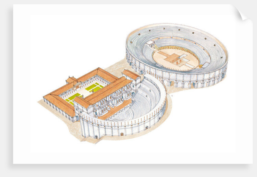 Roman theatre and amphitheatre. Reconstruction. Merida, Spain by Fernando Aznar Cenamor