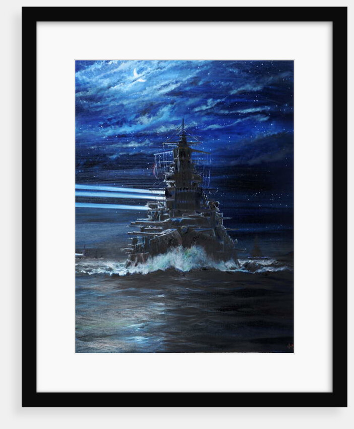 IJN Hiei and Akatsuki light up USS Atlanta, Guadalcanal 1942, 2018 by Vincent Alexander Booth