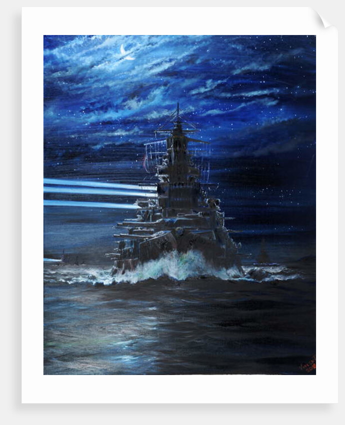 IJN Hiei and Akatsuki light up USS Atlanta, Guadalcanal 1942, 2018 by Vincent Alexander Booth