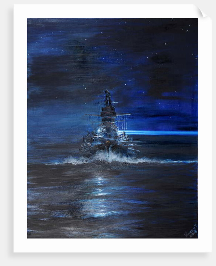 Kirishima with Atago light up USS South Dakota Guadalcanal 1942, 2018 by Vincent Alexander Booth