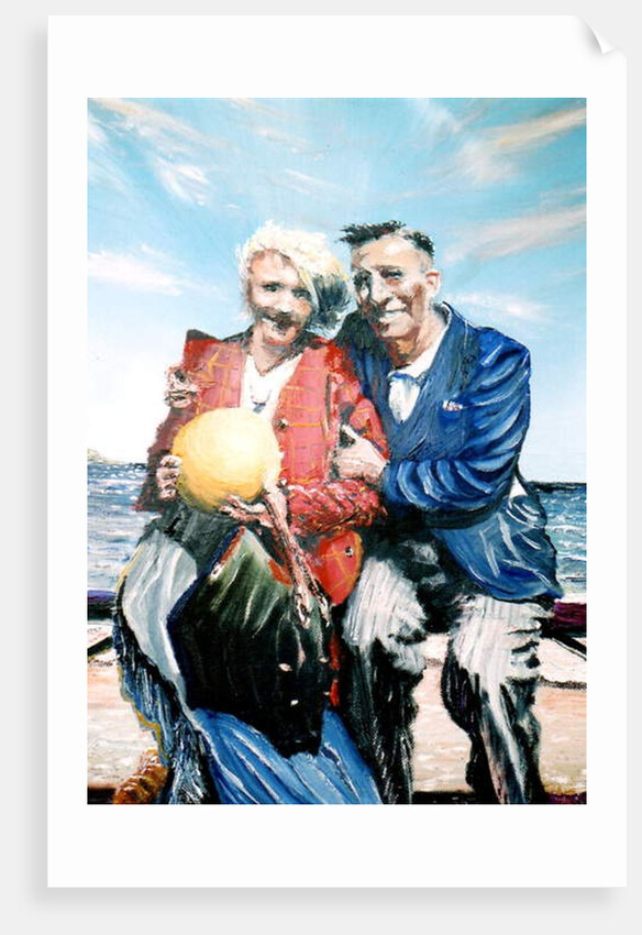 Gran and Granddad with ball at the seaside, 2017 by Vincent Alexander Booth