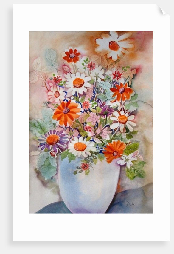 White vase with daisies by Neela Pushparaj