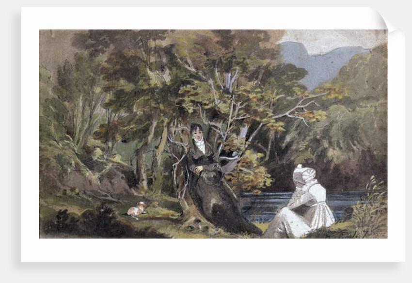 Couple with a spaniel by John Harden