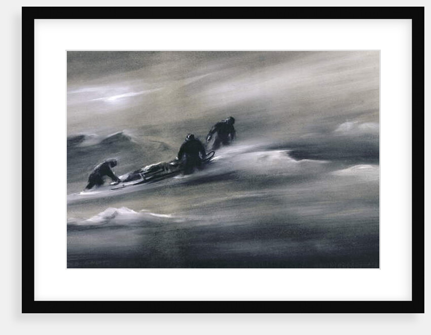 Three men with a Sledge in the Snow, 1910-12 by Edward Adrian Wilson