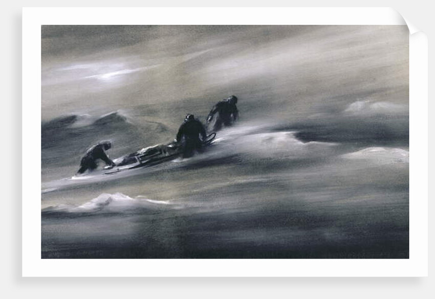 Three men with a Sledge in the Snow, 1910-12 by Edward Adrian Wilson