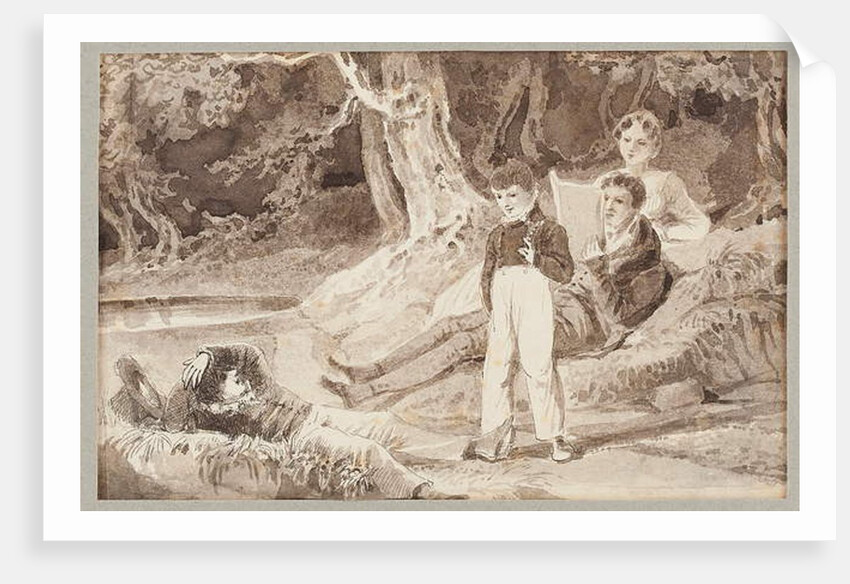 Four figures among the trees on a hot day, 1807 by John Harden