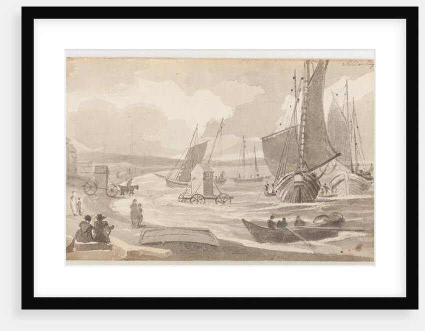 Bathing machines at Allonby, Cumbria, 1812 by John Harden