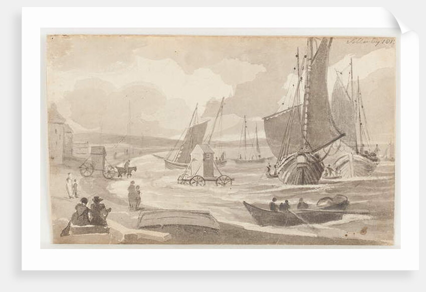 Bathing machines at Allonby, Cumbria, 1812 by John Harden