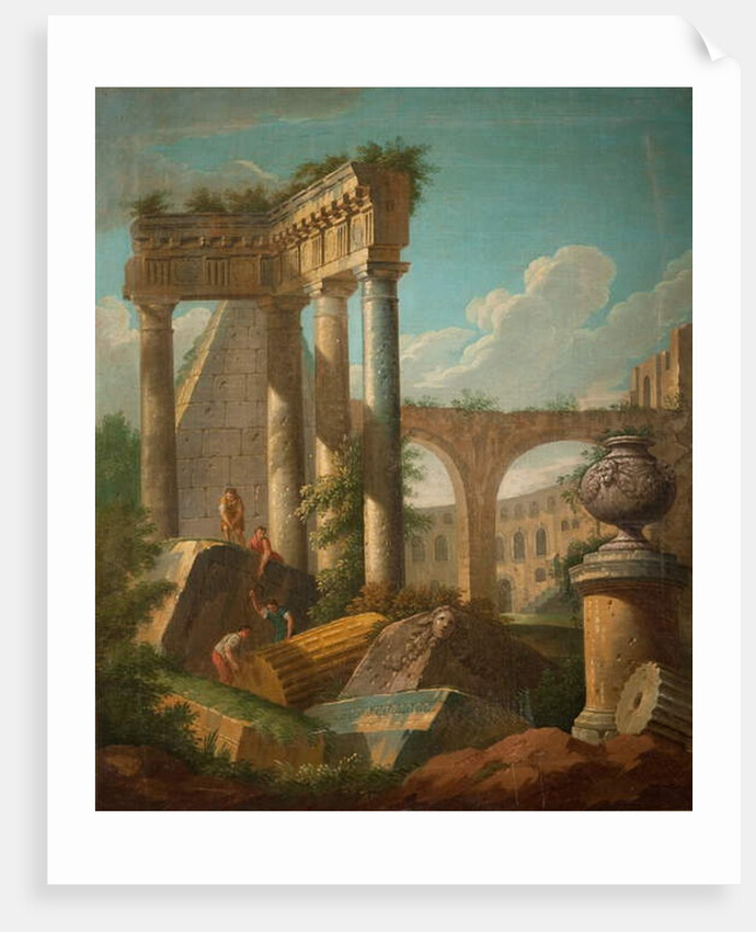 Classical Scene - Ruined Temple, 19th century by Giovanni Paolo Pannini or Panini