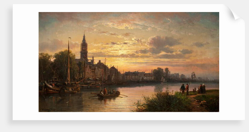 Dutch Sunset Scene, 1873 by Charles Euphrasie Kuwasseg