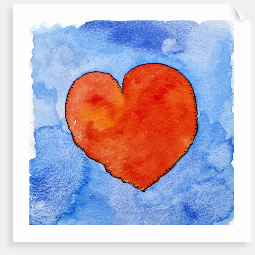 Red heart on blue, 2011 by Jennifer Abbott