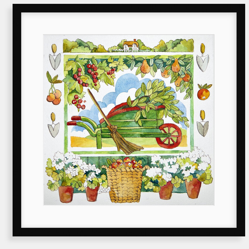 Wheelbarrow - garden surround, 2012 watercolour by Jennifer Abbott