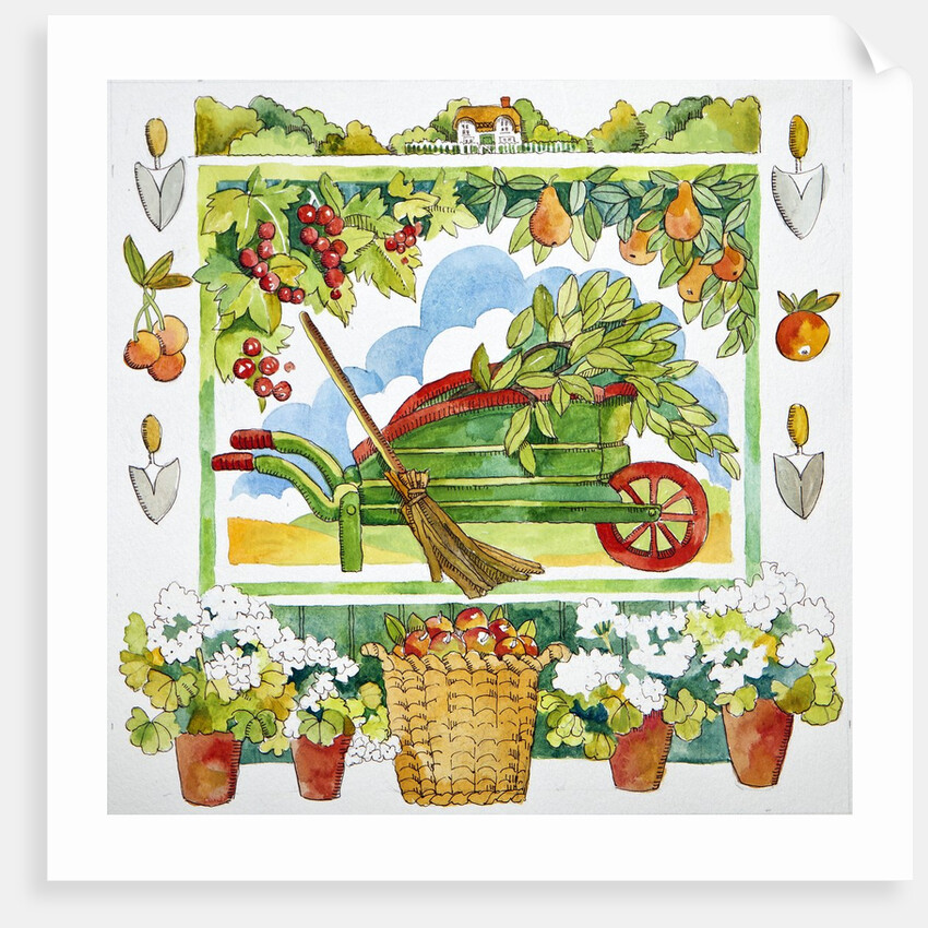 Wheelbarrow - garden surround, 2012 watercolour by Jennifer Abbott