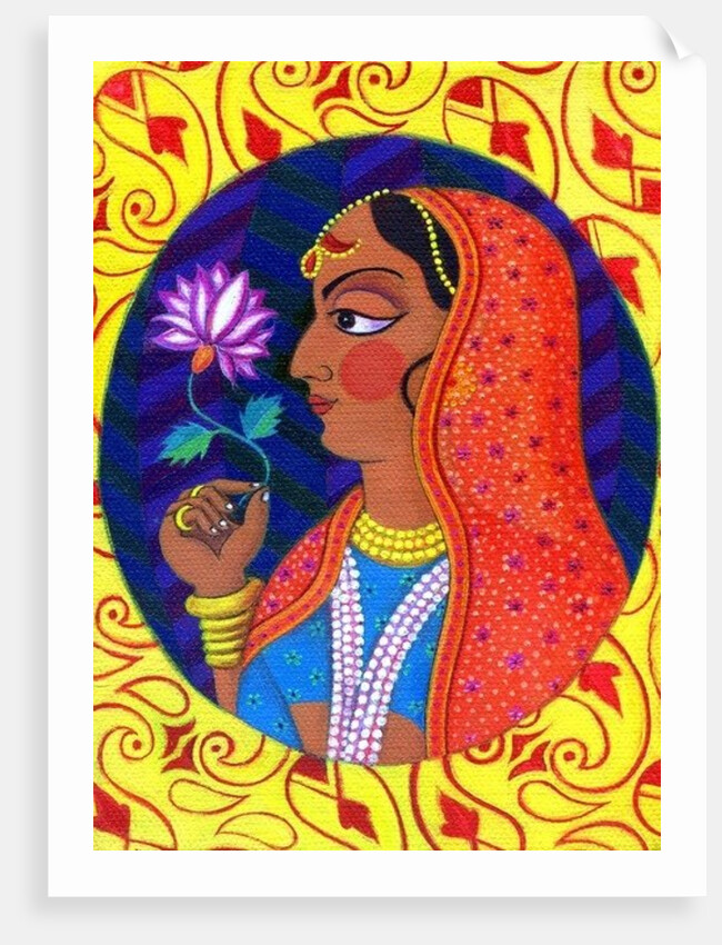 Maharani with white and pink flower, 2011 by Jane Tattersfield