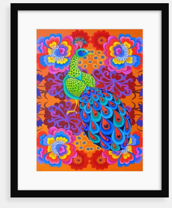 Peacock with flowers, 2015 by Jane Tattersfield