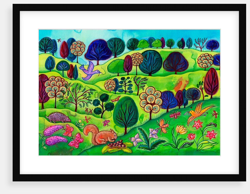 Countryside landscape with squirrel, 2002 by Jane Tattersfield