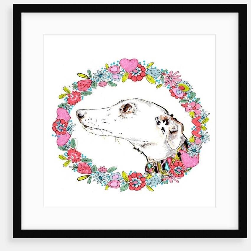 Silvertips Greyhound With Floral Border, 2012 by Jo Chambers