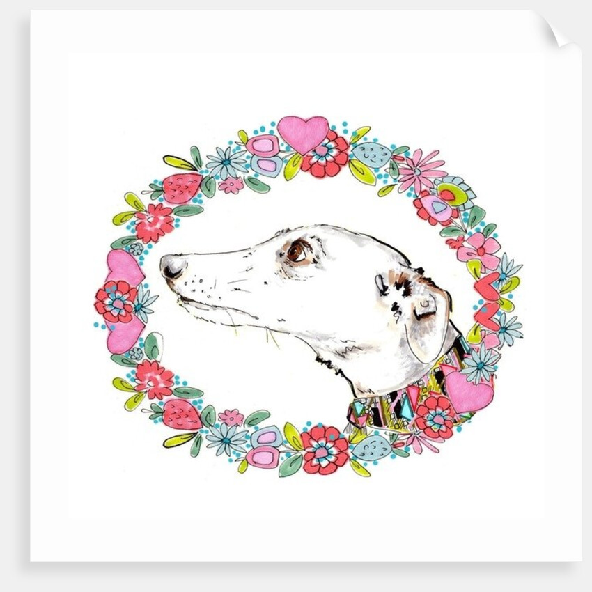 Silvertips Greyhound With Floral Border, 2012 by Jo Chambers