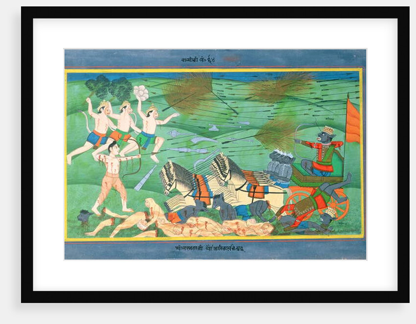 The Battle of Lanka, between Rama and Ravana, King of the Rakshasas by Rajasthani School