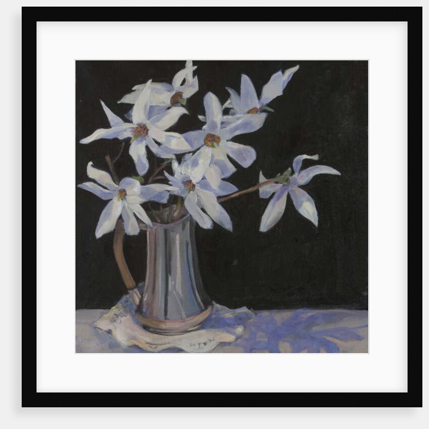 White Magnolias in Silver Jug, 2019 by Sue Wales