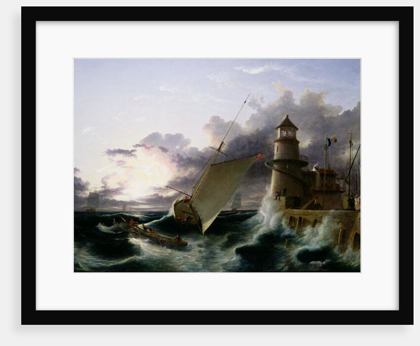 Boat by a Lighthouse, a Squall Going Off by Francis Danby