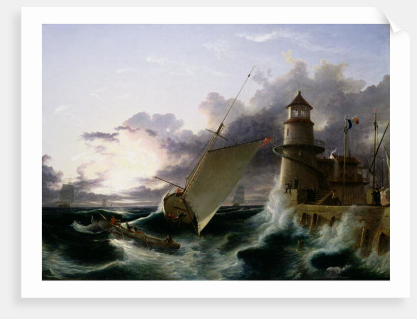 Boat by a Lighthouse, a Squall Going Off by Francis Danby