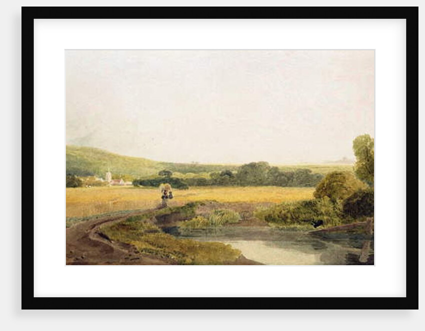 A Cornfield by a Backwater near a Village in the Thames Valley by Peter de Wint