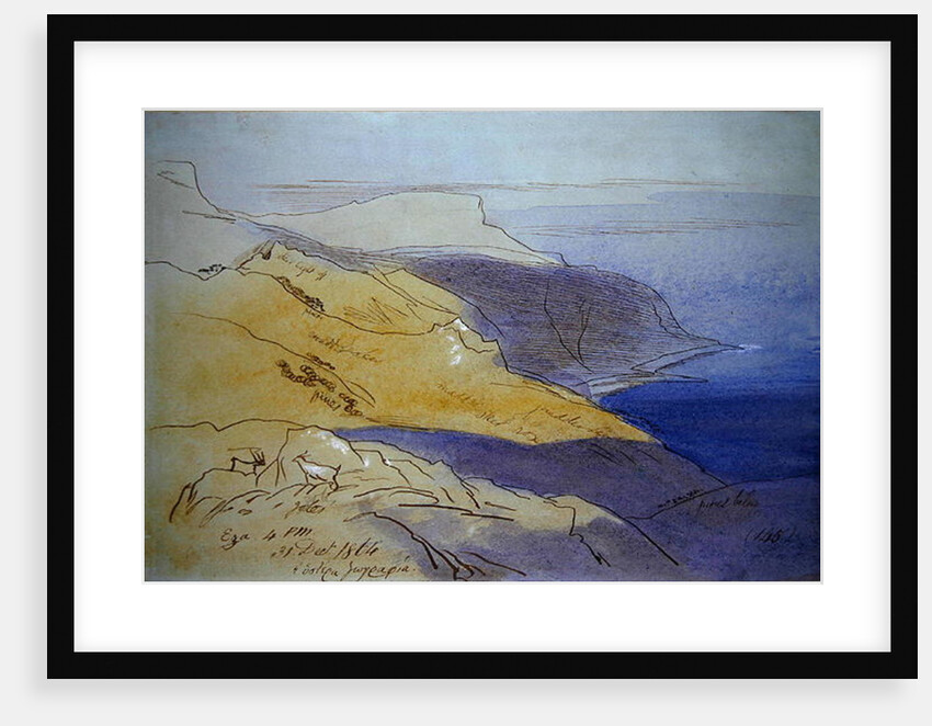 Coastal Landscape, Eza, 1864 by Edward Lear