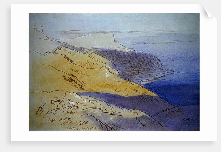 Coastal Landscape, Eza, 1864 by Edward Lear