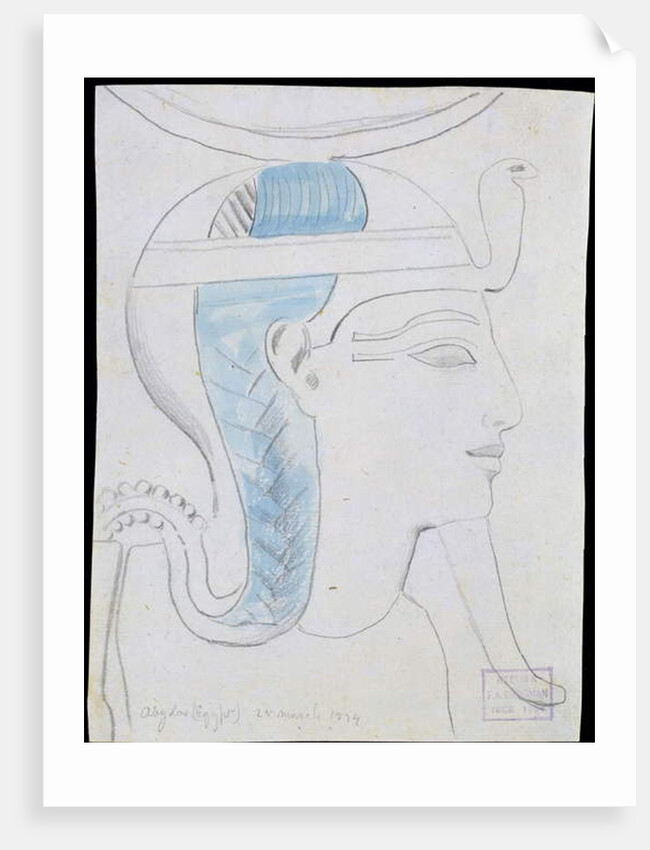 Study of a Relief of the Head of the God Khonsu in the Temple of Seti I, Abydos, 1874 by Frederick Arthur Bridgman