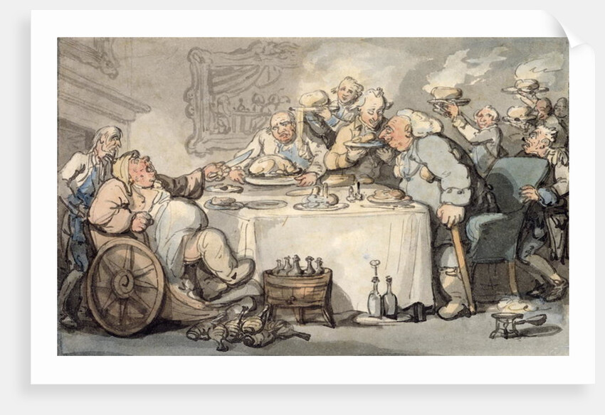 The Comforts of Bath: Gouty Gourmand at Dinner by Thomas Rowlandson