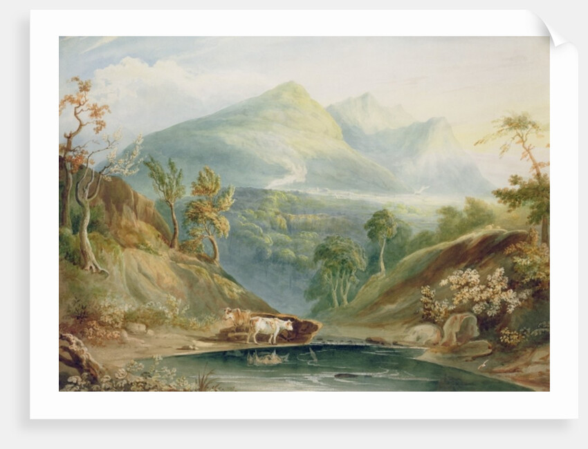 Extensive Landscape with Cattle Watering by Samuel Jackson